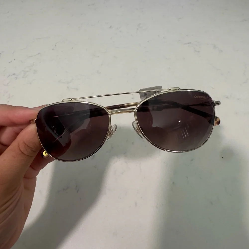 Carrera Gold Aviator Sunglasses with Tortoise Arms